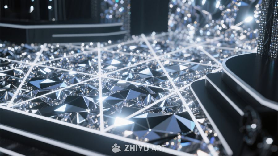 璀璨钻石与光线交织的现代艺术装置 73