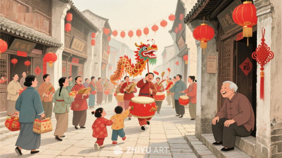 传统节日街头舞龙表演 59