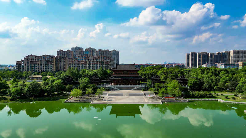 江西吉安城市风光旅游景区航拍图