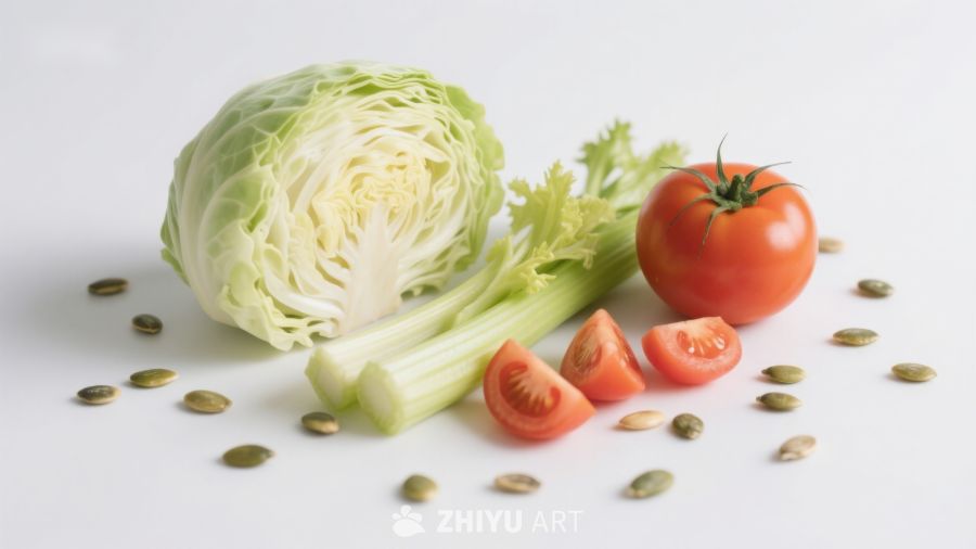 新鲜蔬菜与瓜子静物展示