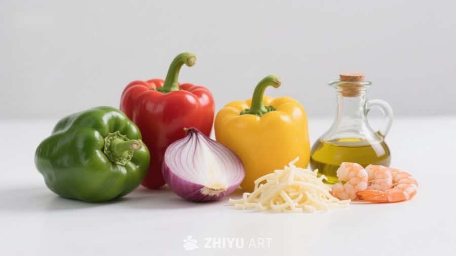 新鲜蔬菜与海鲜食材组合