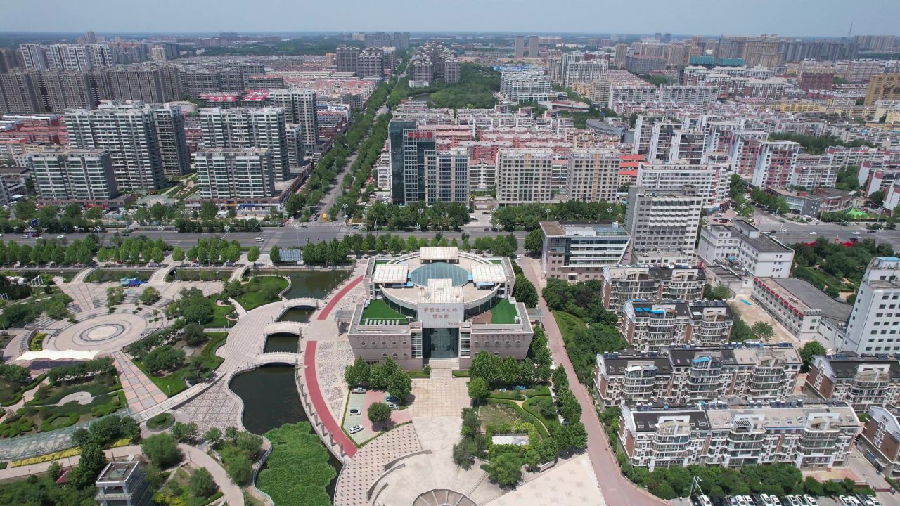 中国运河文化博物馆航拍山东聊城 