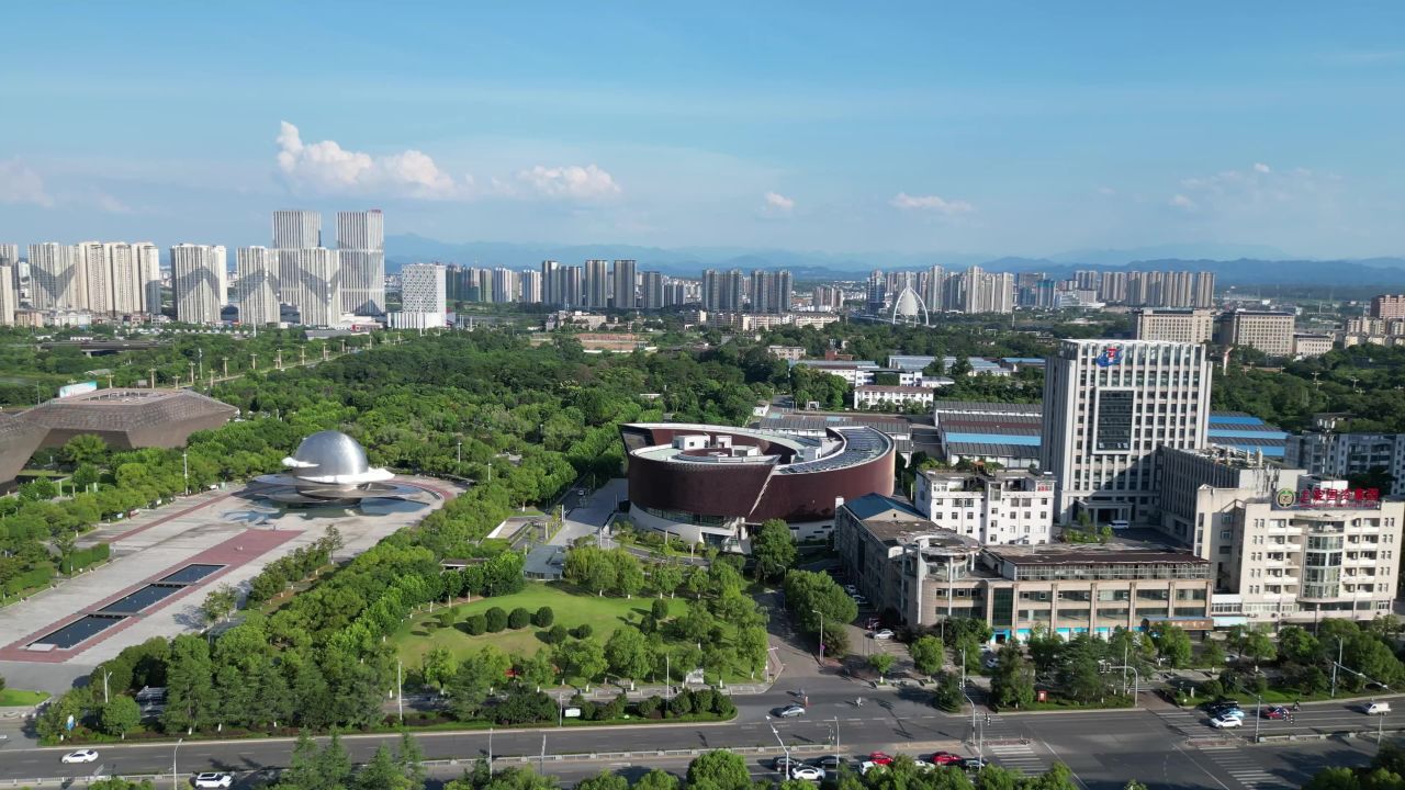 航拍江西上饶市美术馆