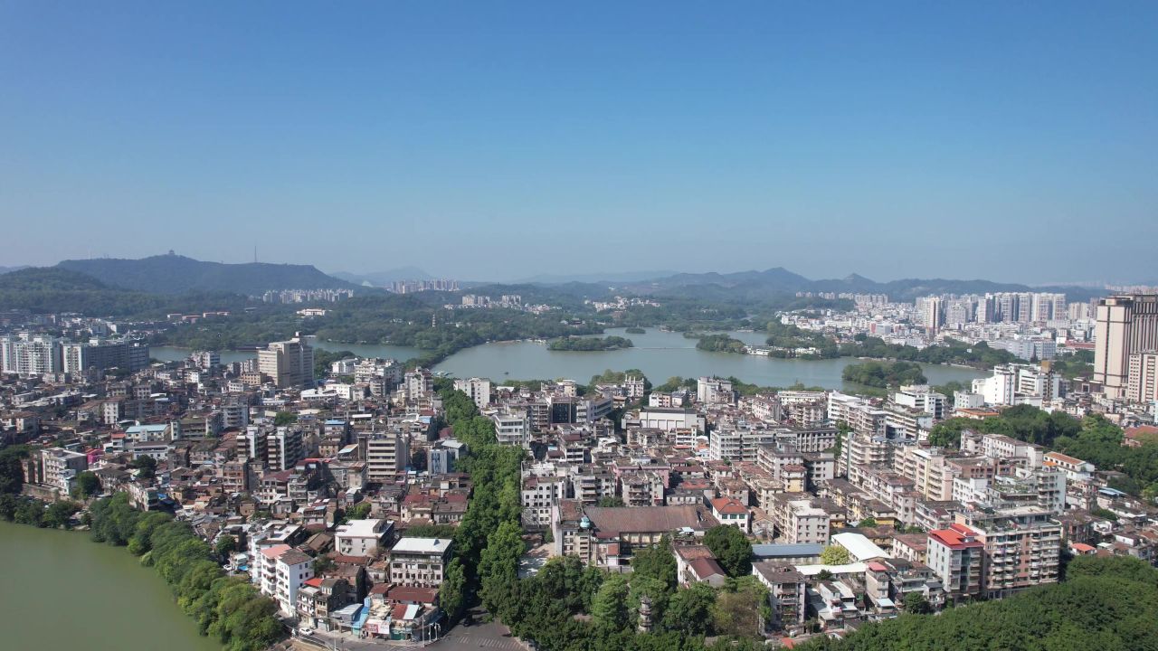 广东惠州城市风光地标建筑航拍 