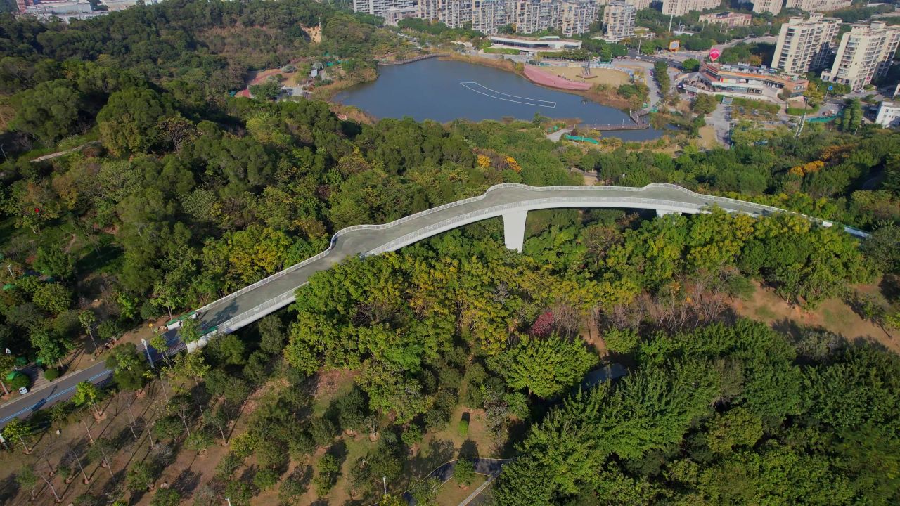 航拍福州飞凤山公园景观