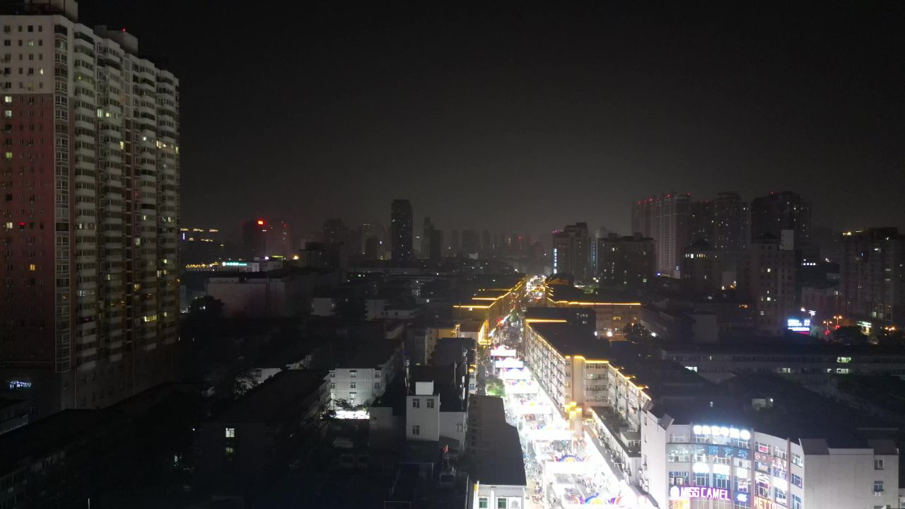 河南新乡城市夜景灯光航拍