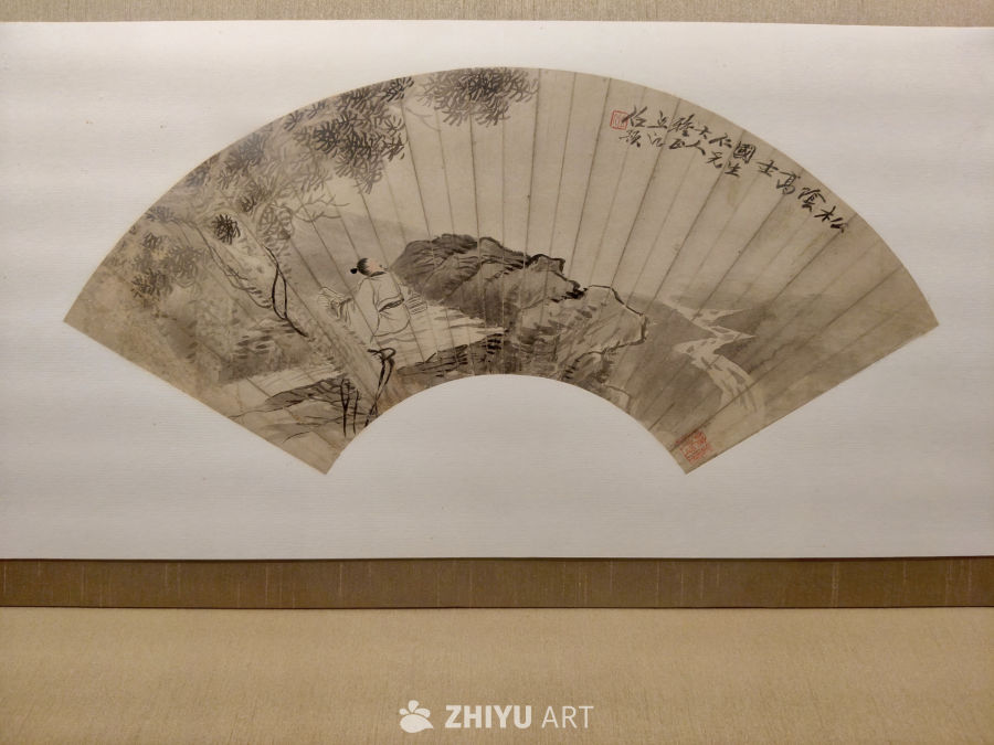 古代山水人物扇面画