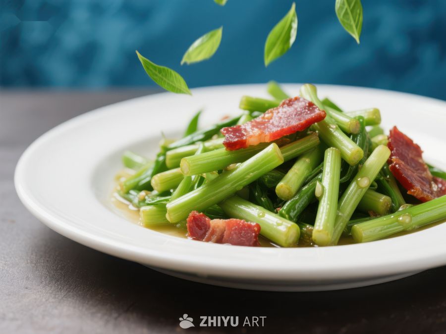 蒜薹炒腊肉，清新美味 945