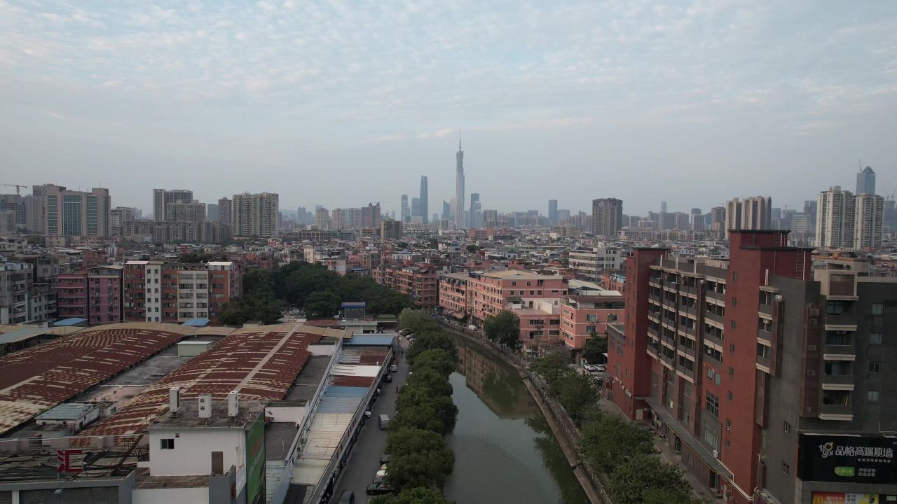 广州城市建设城市风光航拍 