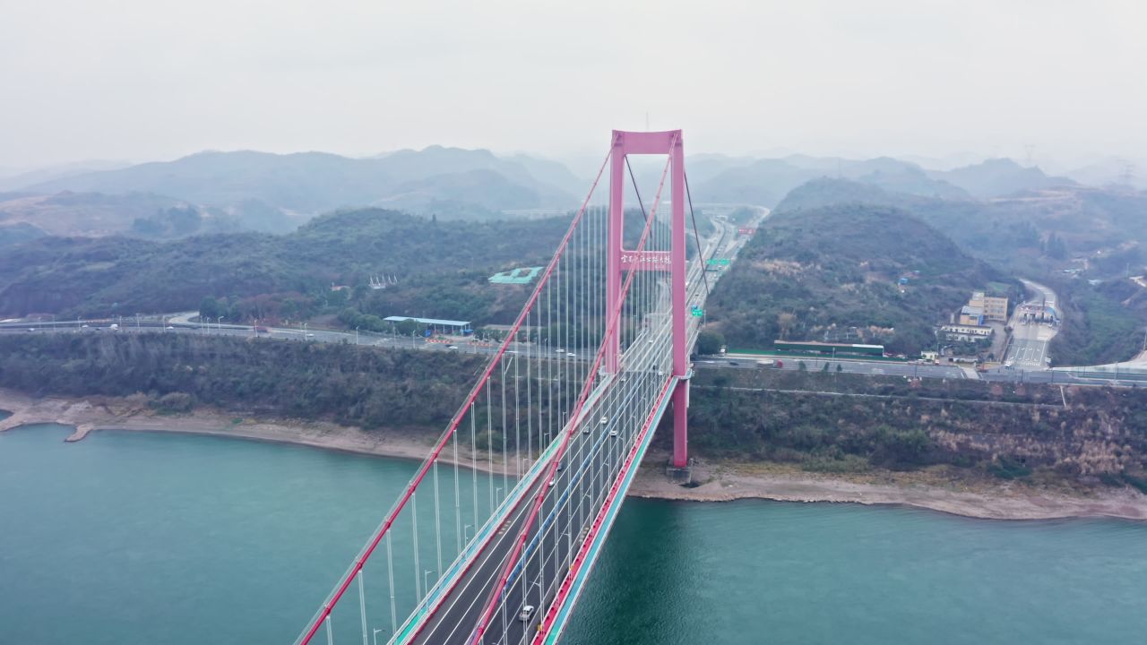湖北宜昌长江公路大桥航拍