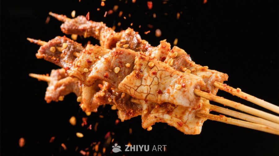 麻辣串串香，辣椒飞溅瞬间