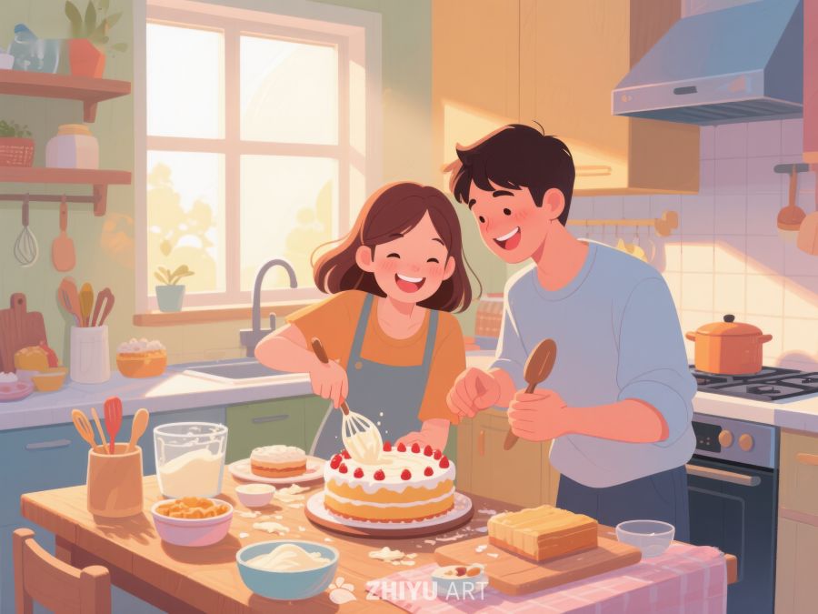 厨房里的甜蜜时光：两人合作烘焙蛋糕 18