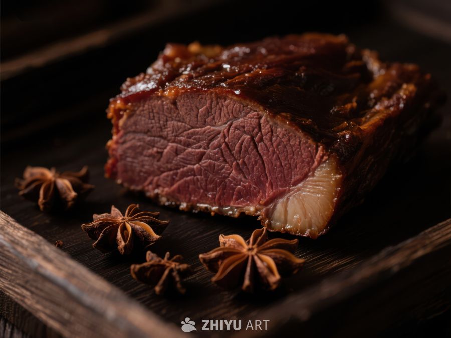 烤制牛肉切片配八角 621