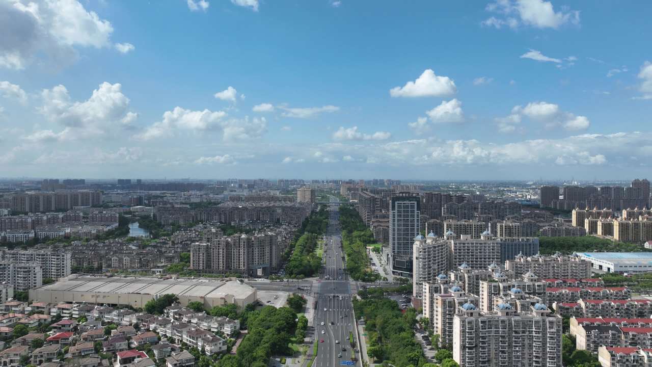 4K延时航拍昆山城市建筑风光 2
