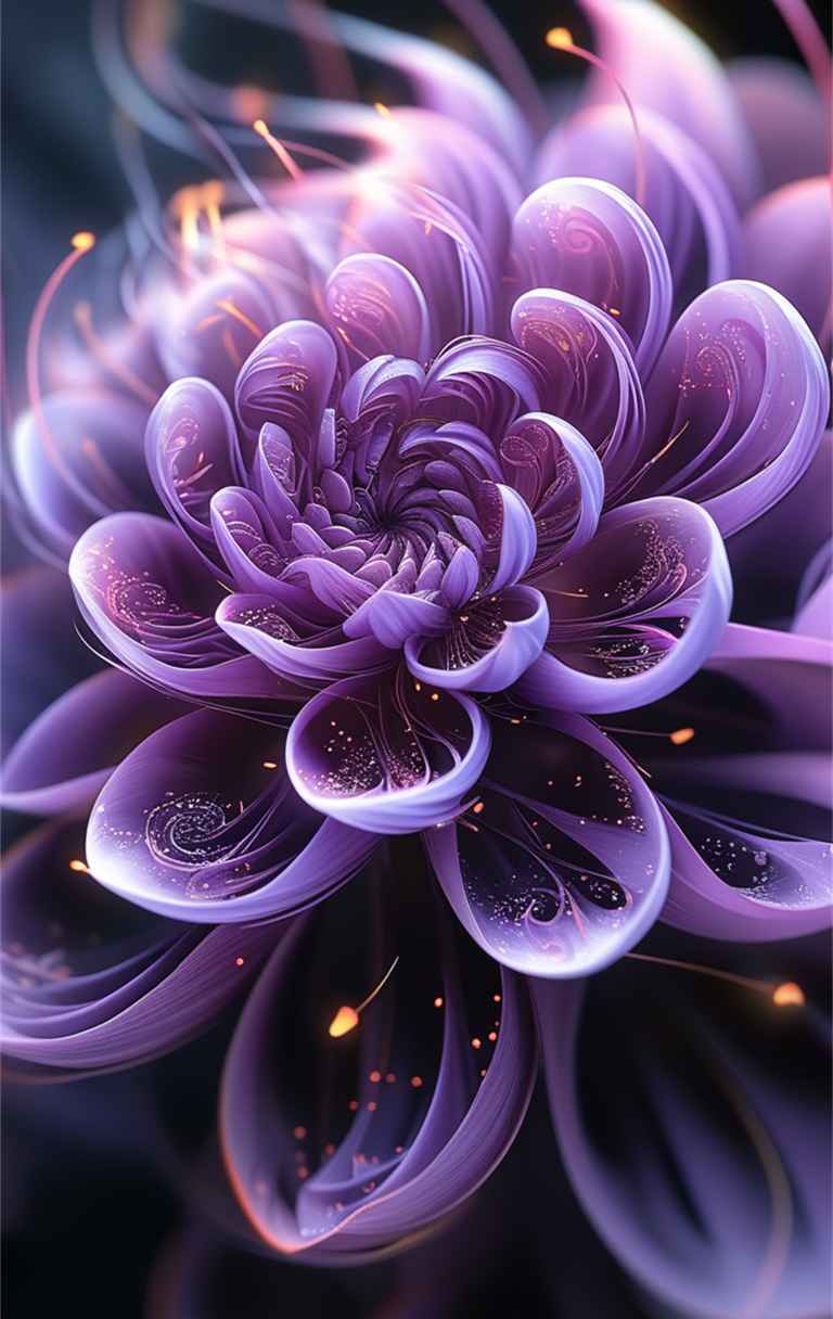 一朵紫色艺术花，花瓣呈螺旋状 2