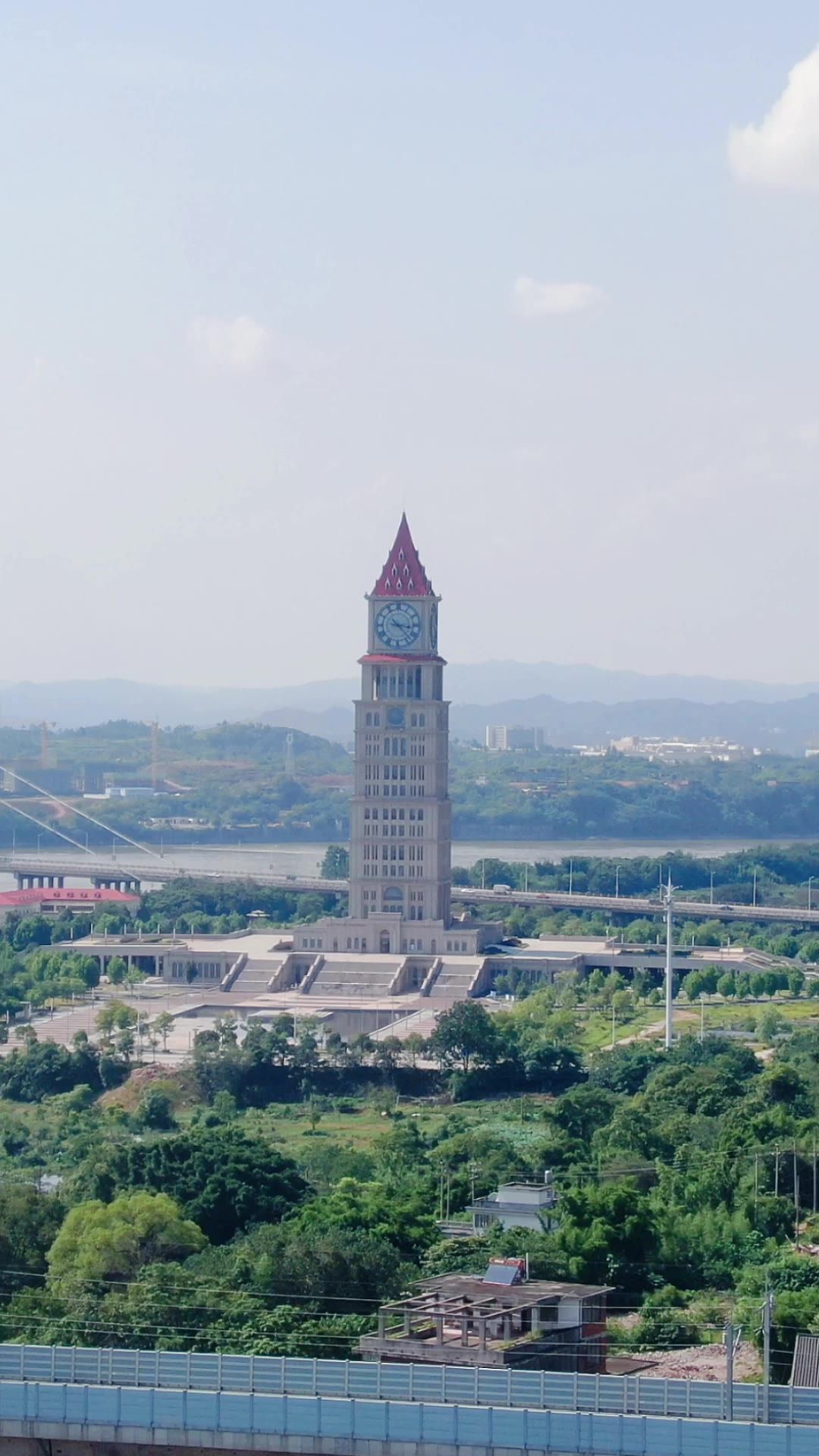 城市航拍江西赣州和谐钟楼竖屏