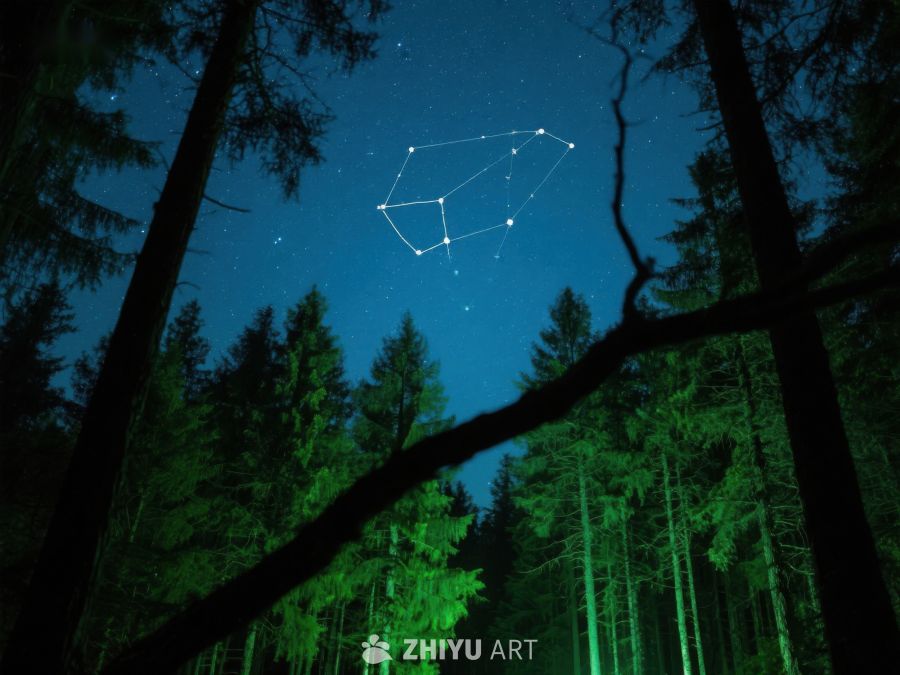 夜空下的森林与星座 323