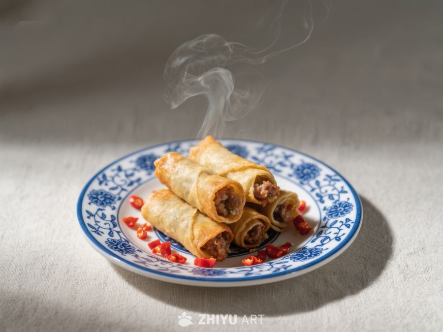 热腾腾的春卷配红椒 812