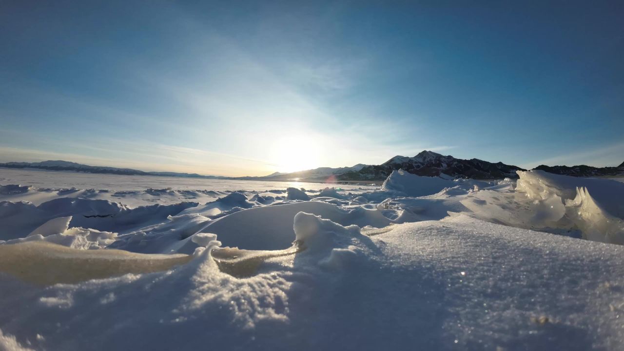 赛里木湖日落4K冰面延时