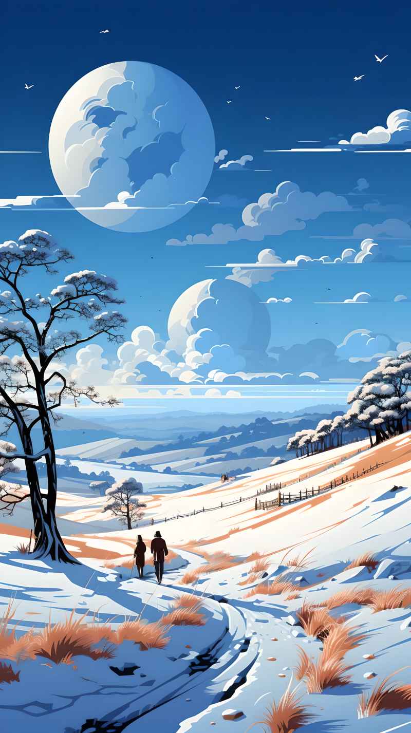 冬季唯美雪景创业插画 114