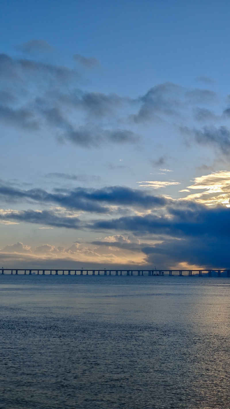 海岸跨海大桥朝霞日出大海