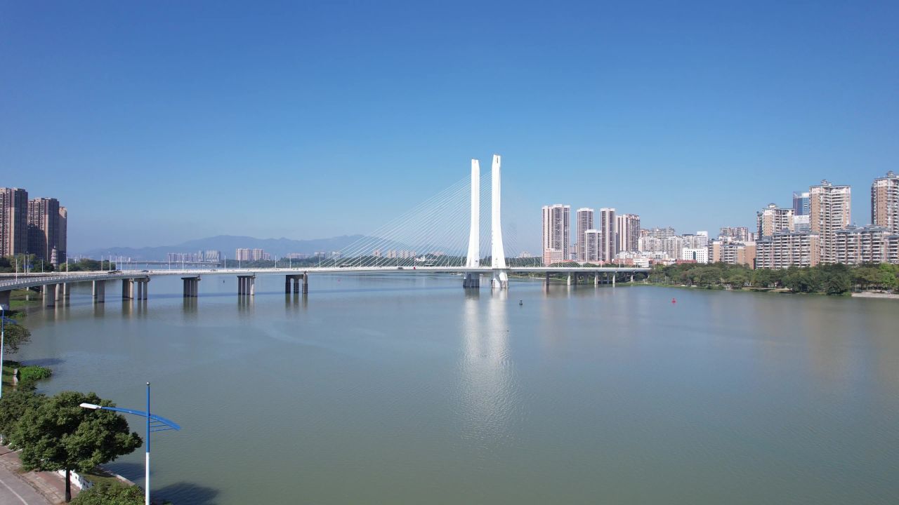 广东惠州城市风光合江大桥桥梁交通航拍 