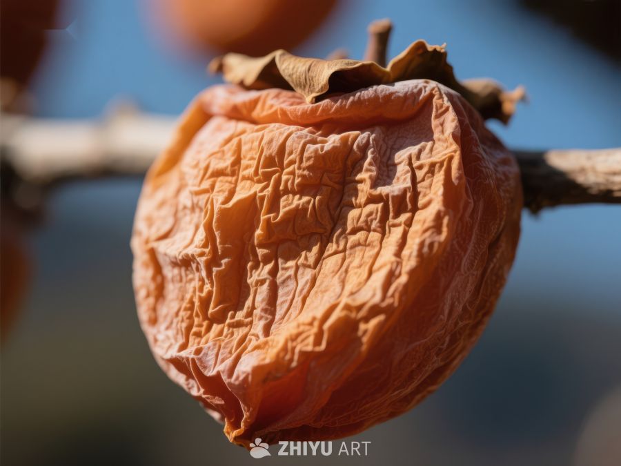 树上干瘪的柿子特写 547