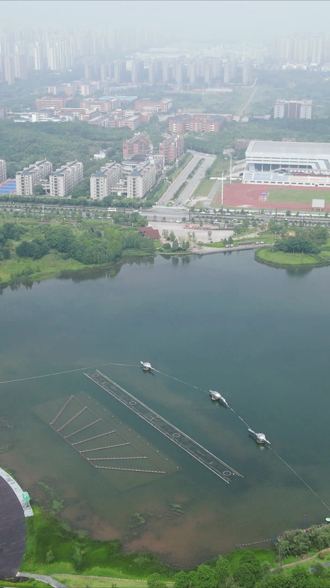 航拍湖南株洲神龙湖竖屏