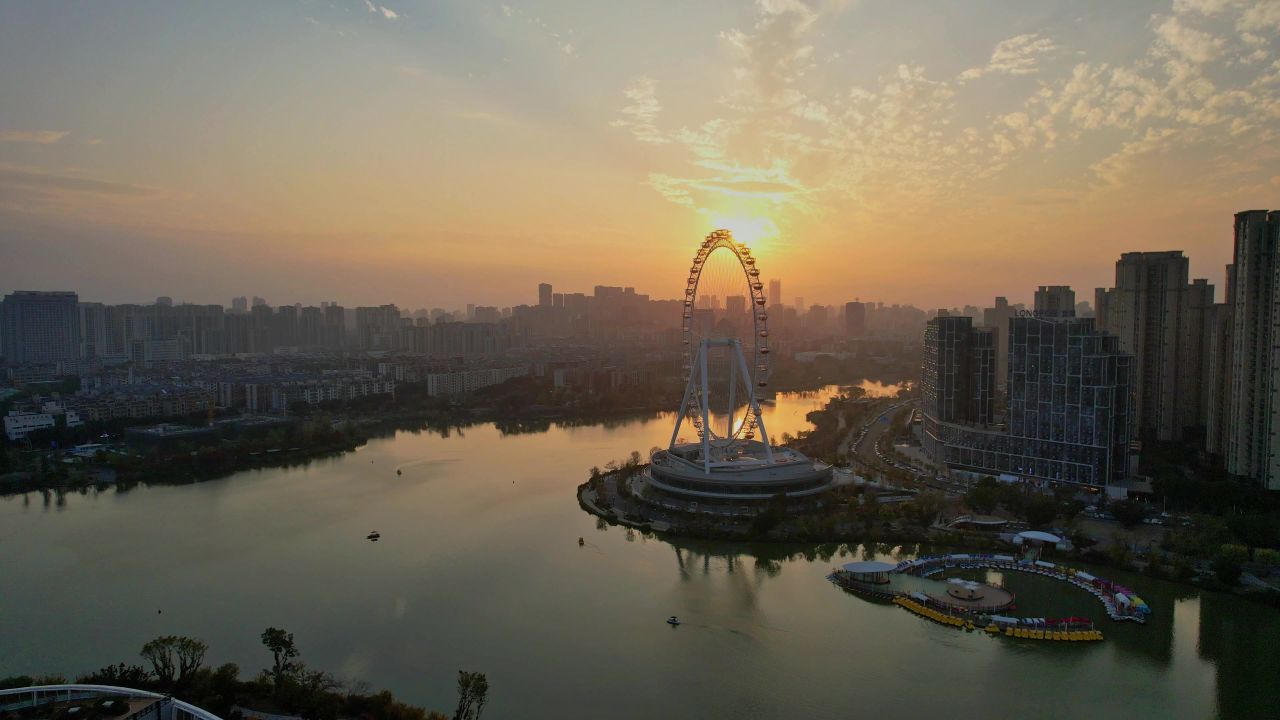 航拍福州晋安湖公园景观 1