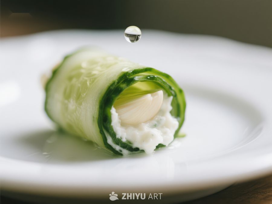黄瓜卷配奶油芝士和水滴 301
