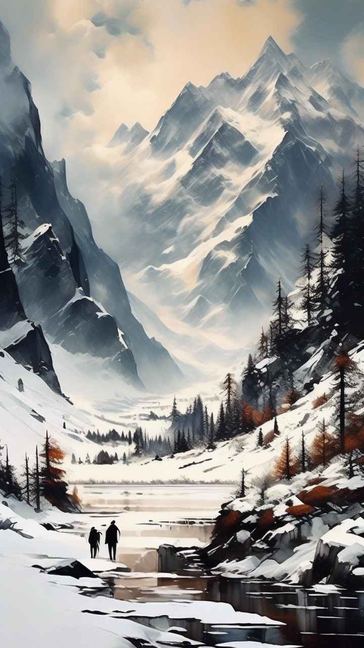 雪山高原冰川插画 70