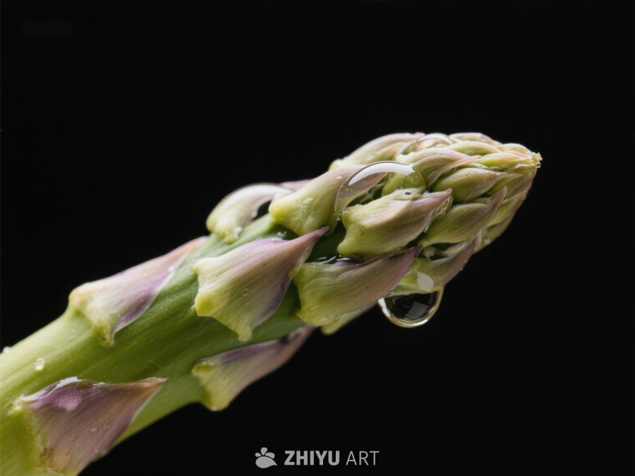 新鲜芦笋特写，水滴点缀 521