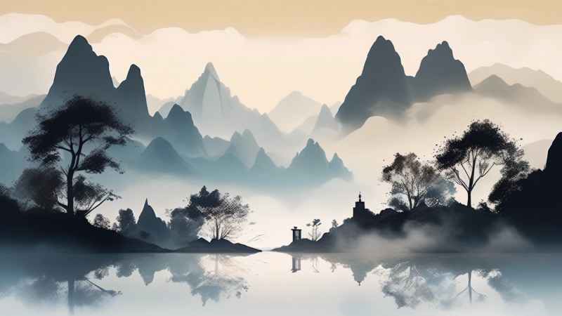 国潮山水插画风景图 15