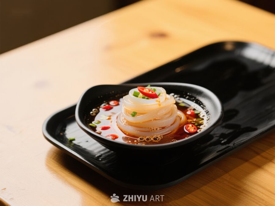 凉拌透明食材，点缀红椒与香油 868