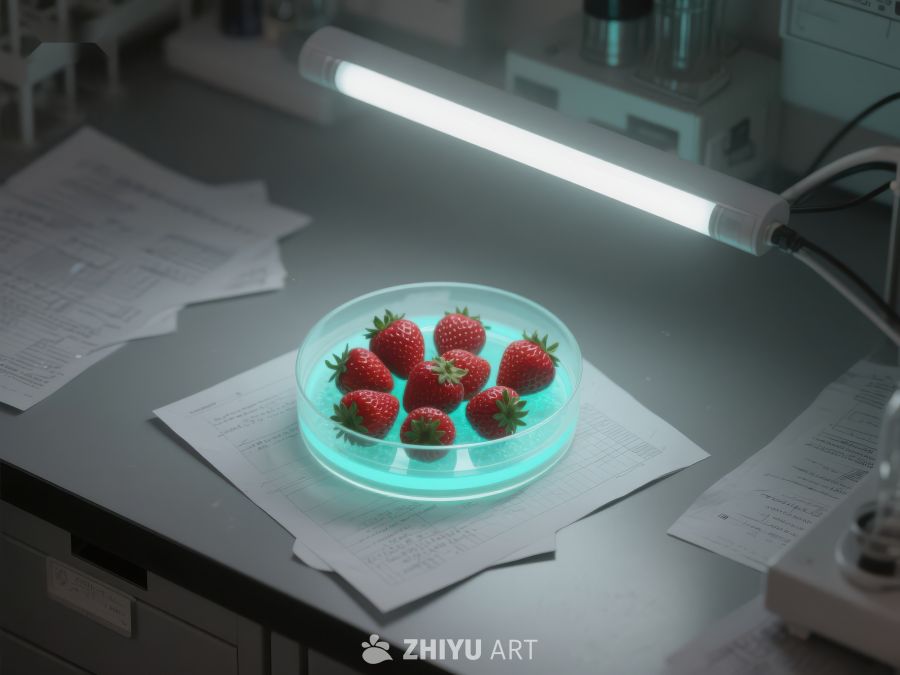 实验室中的发光草莓培养皿 482