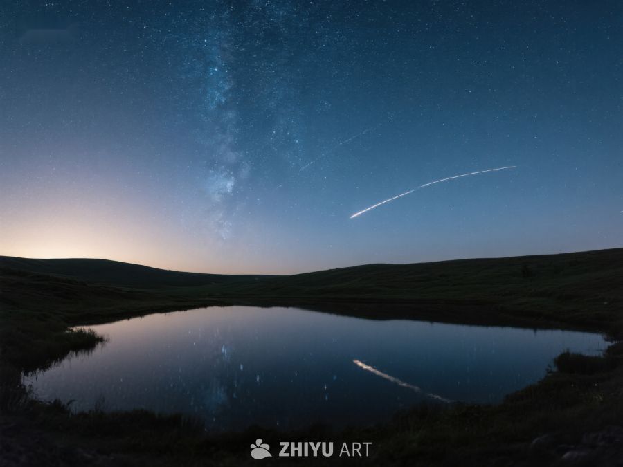 夜空银河与湖面倒影 387