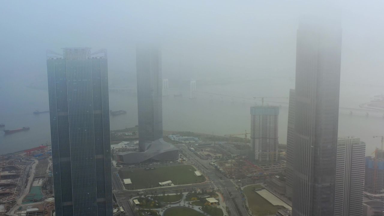 雾霾下澳门横琴十字门