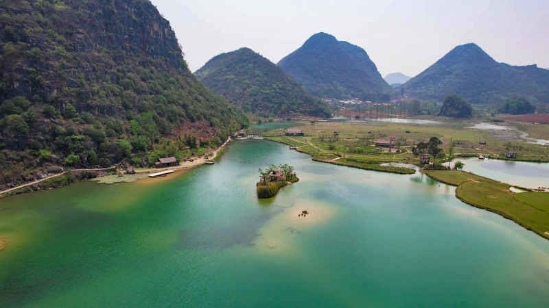 航拍云南普者黑5A景区风景