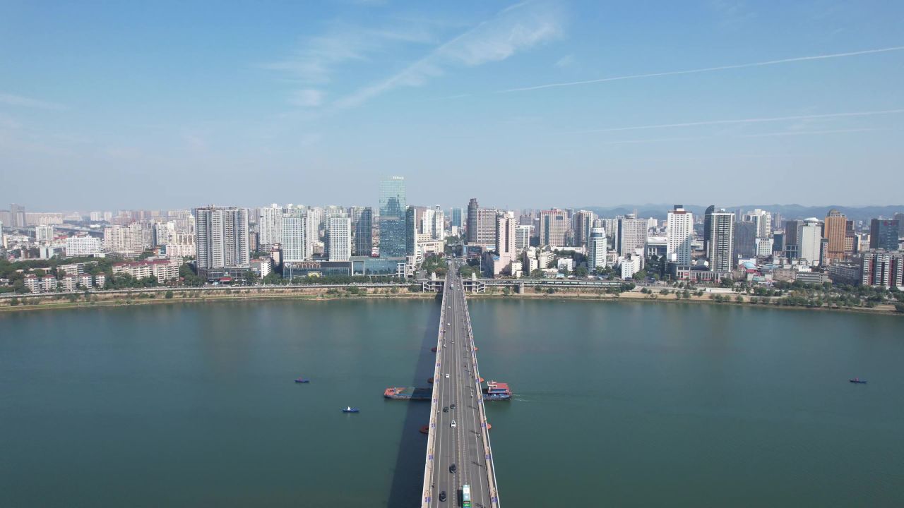 湖南株洲大桥交通桥梁航拍