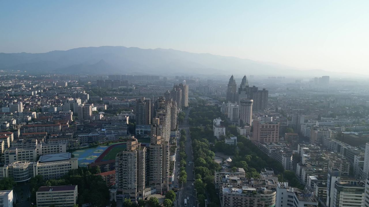 航拍金华江北商业中心