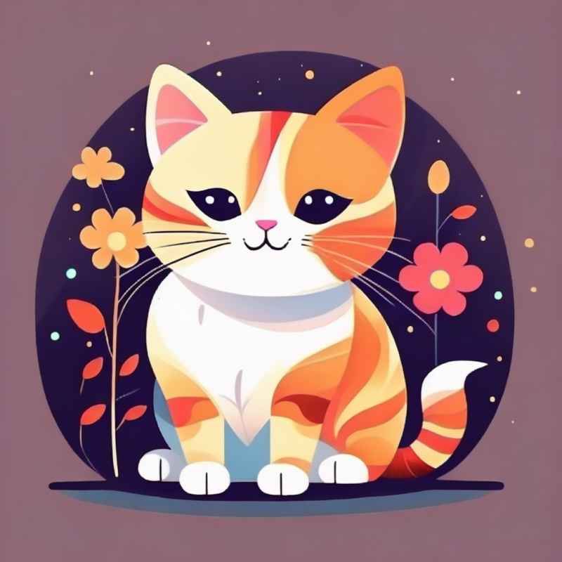 小花猫唯美插画 9