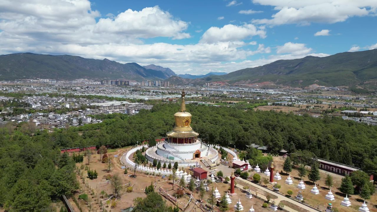  航拍云南丽江金塔景区4A景区