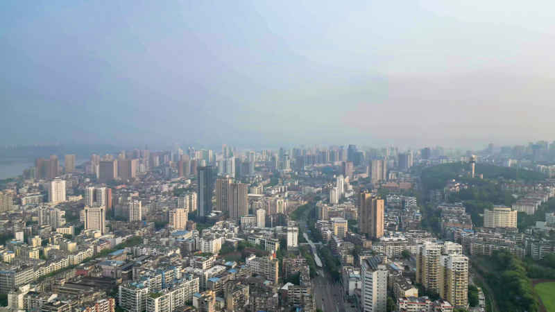 湖北宜昌城市风光航拍图 