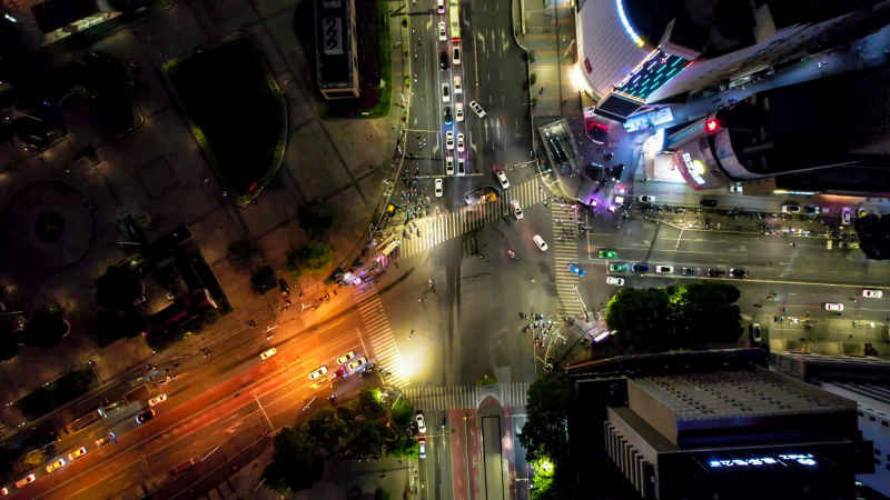 广西南宁城市夜景灯光航拍  
