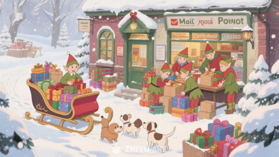 雪地精灵忙碌搬运礼物 326