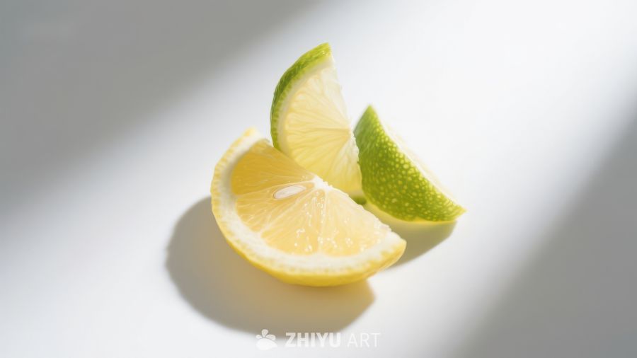 柠檬与青柠切片的光影对比