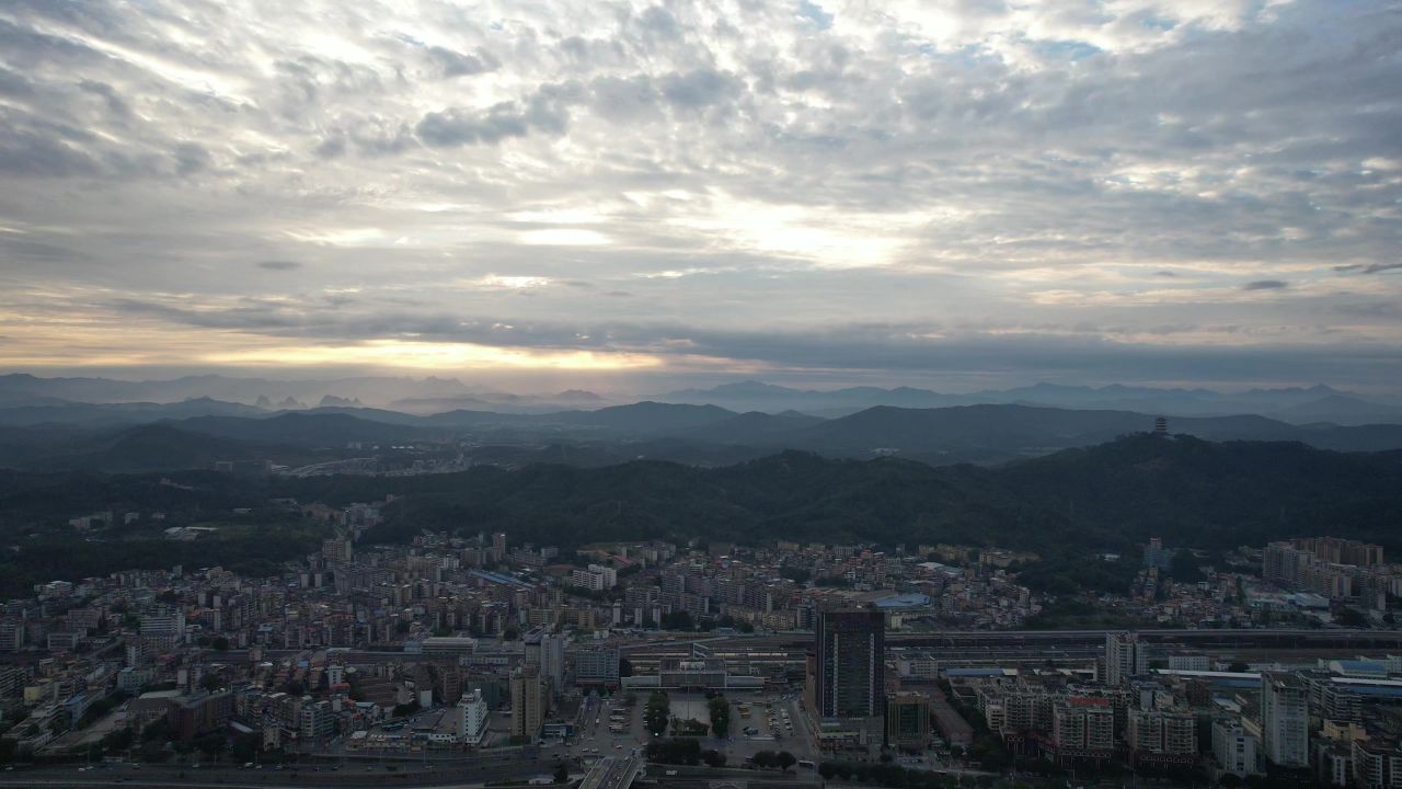 广东韶关城市风光航拍 