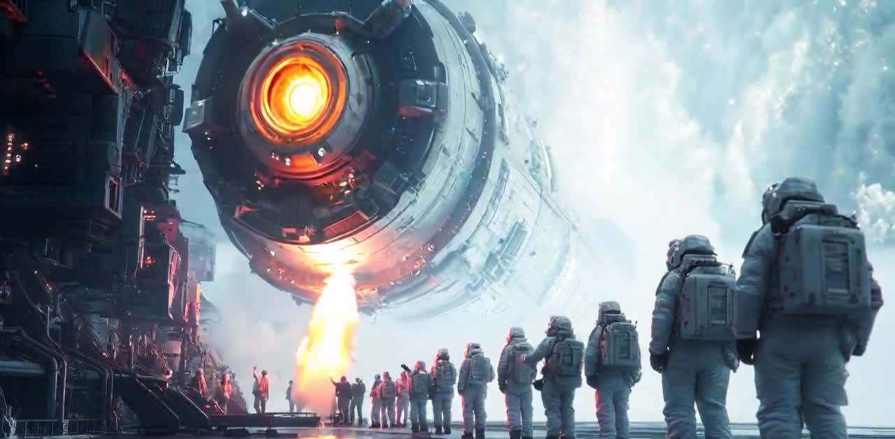 巨型空间站启航，宇航员挥别