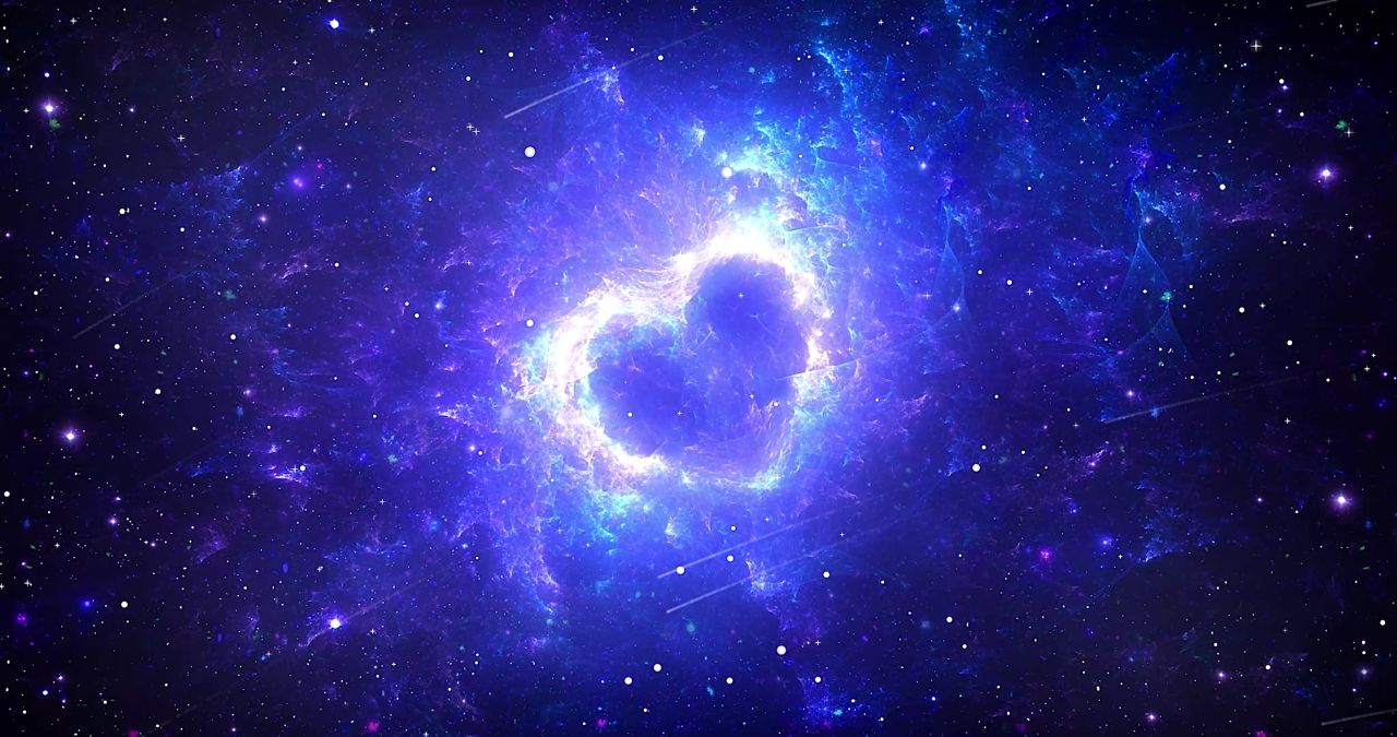 蓝色银河流星星空循环 星空背景 宇宙