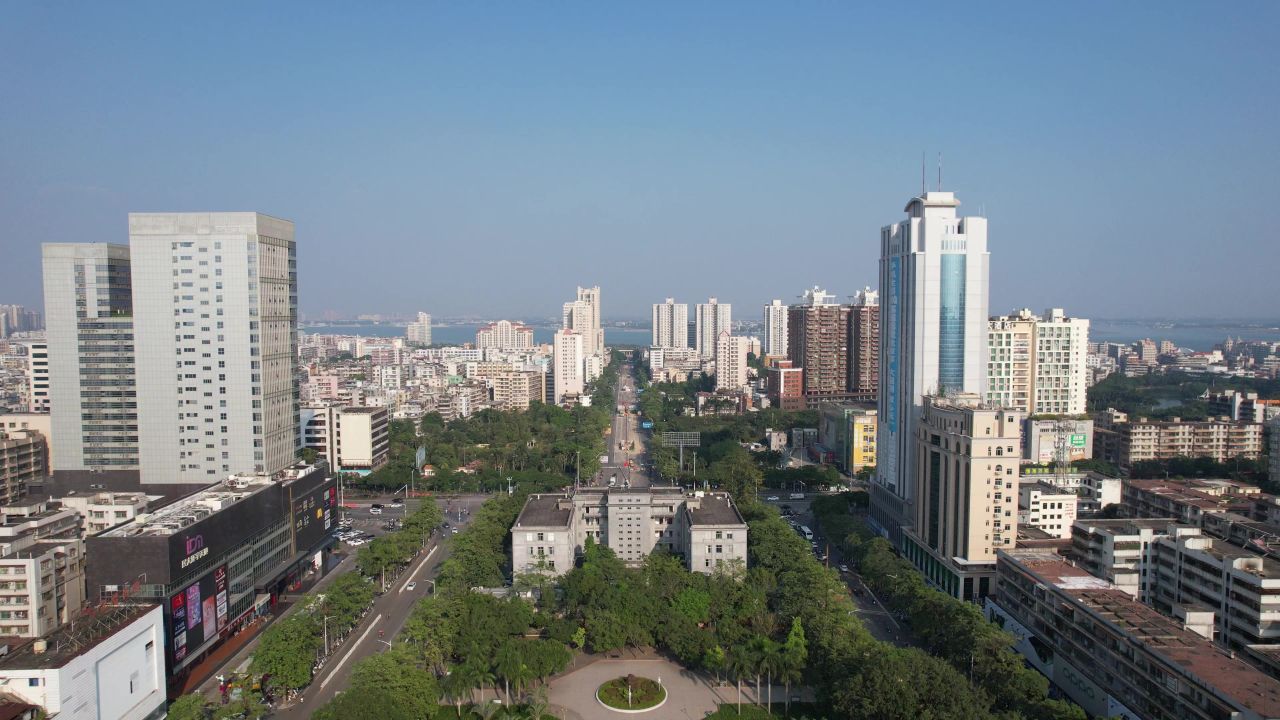 广东湛江城市风光地标建筑航拍 